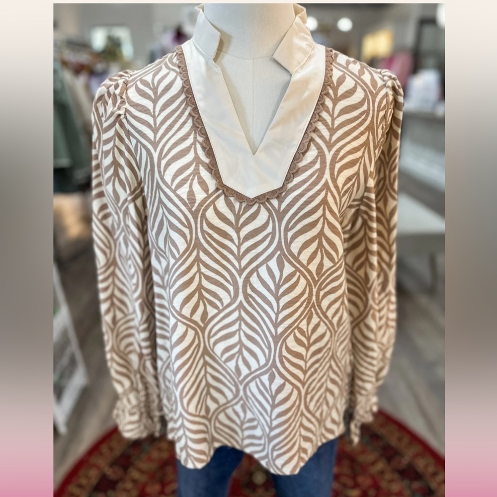 Jodifl Palmetto Print Blouse - L - NWT